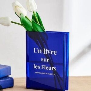 Book-Shaped Acrylic Flower Vase - Blue